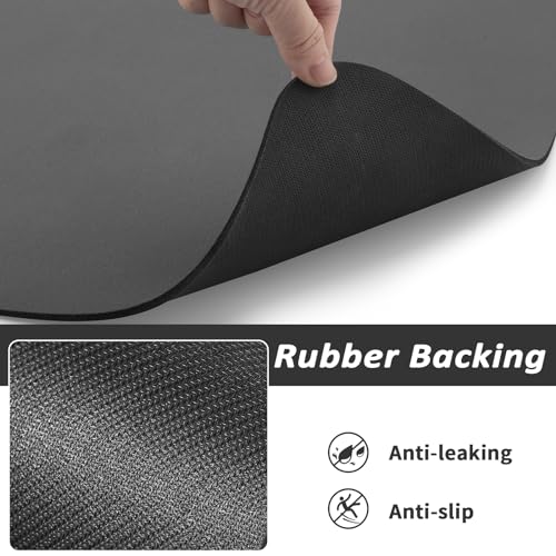 Pet Feeding Mat - Absorbent Dog Mat for Food and Water, No Stains Cat Bowl Mat, Easy to Clean Pet Placemats, Quick Dry Dog Water Dispenser Mat for Messy Drinkers | Paw Dark Grey 12"x 19" - Image 6