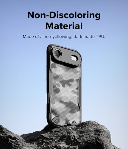 Image of Ringke Fusion-X Compatible with iPhone Air (17 Air) Case Back Cover Military Camo Hard Back Soft Flexible TPU Bumper Scratch Resistant Shockproof Protection - Camo Black