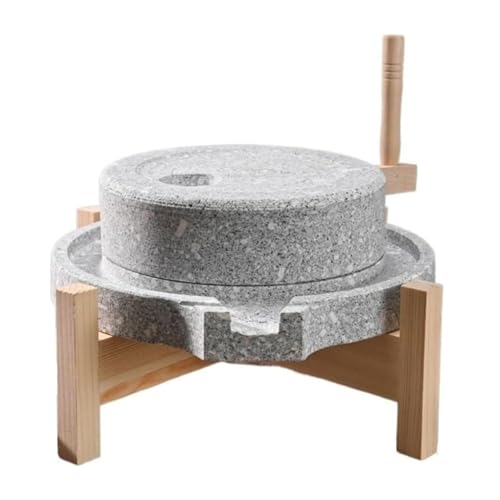 Moulin à main en granit naturel pour broyer les épices, les noix, le café, le blé, broyeur compact en pierre de base en bois pour farine fraîche, pâte faite maison, broyeur manuel pour la cuisine