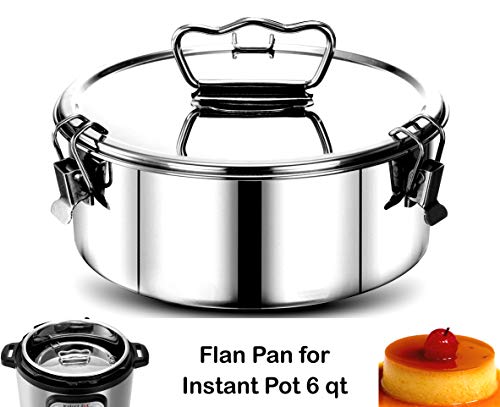 Stainless Steel Flan Mold with Lid and Easy Lift Handle, Instant Pot Accessories