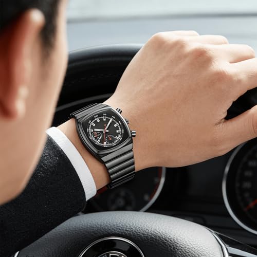 Image of CILOA Mens Watches Chronograph Stainless Steel Waterproof Date Analog Business Fashion Wristwatch for Men