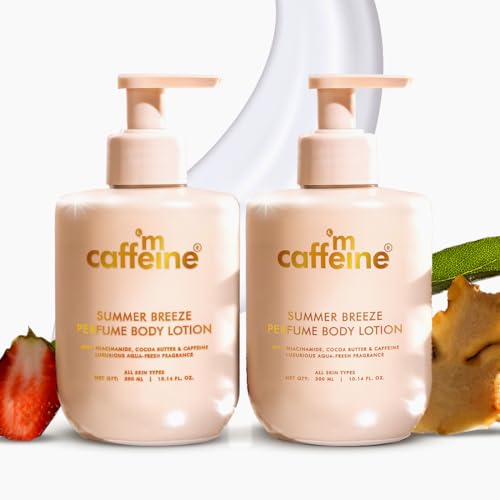 Image of mCaffeine Summer Breeze Perfume Body Lotion | Niacinamide, Cocoa Butter & Shea Butter For Deep Moisturization | Lightweight, Non-Sticky | Fruity-Floral Fragrance | Body Lotion For Dry Skin - Pack of 2
