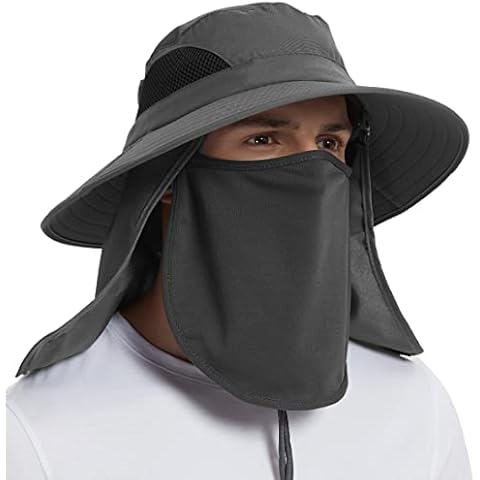 EINSKEY Fishing Hat with Neck Flap, UV Protection Wide Brim Sun Hat for Men Women- Waterproof Adjustable Breathable Foldable Cover