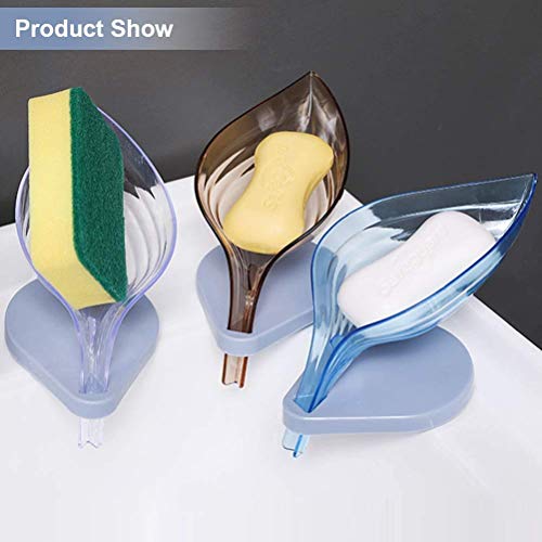 Emerald-Shopper-Decorative-Plastic-Soap-Bar-Holder-Leaf-Shape-Soap-Dish-with-Draining-Tray-for-Shower-Bathroom-Kitchen-Pack-of-3