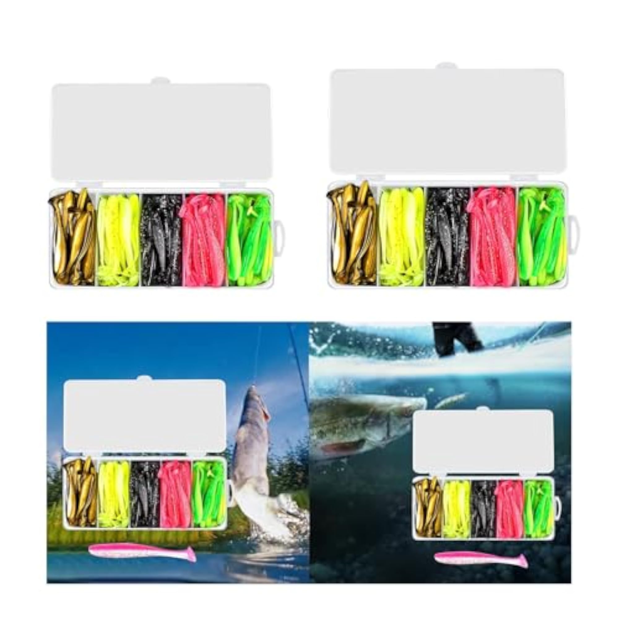 100 Pieces T Tail Soft Lures for Fishing