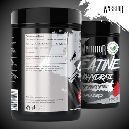 Warrior Creatin Monohydrat Pulver 500 g, Kreatin Vegan – Geschmacksneutral 3 g pro Portion, 166 Portionen, mikronisiert, ohne Zusatzstoffe… – Ansicht 3