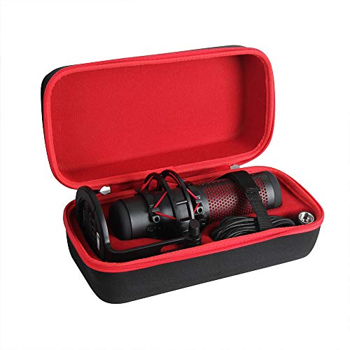 Hermitshell twarde etui podróżne do HyperX HX-MICQC-BK QuadCast - samodzielny mikrofon (czarny + wewnętrzny czerwony)