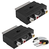 Lot de 2 Adaptateur Péritel vers 3X in Out + Adaptateur S Vidéo S VHS AV Audio Vidéo, commutateur IN/OUT audio vidéo analogique, connecteurs AV composite 3 RCA stéréo, adaptateur SCART pour TV