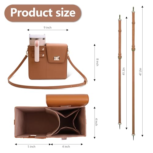 Image of Asaint Stanley Cup Purse Crossbody Bag for 40oz Tumbler with Handle, Water Bottle Purse Pocket Adjustable Strap
