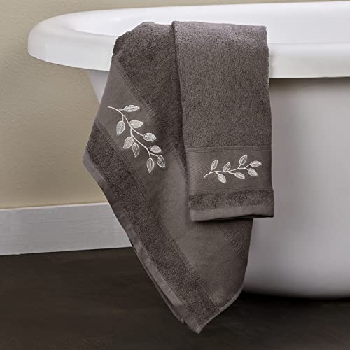 Skl Home By Saturday Night Ltd. Shadow Leaves Hand Towel, Silver Small #TOP2