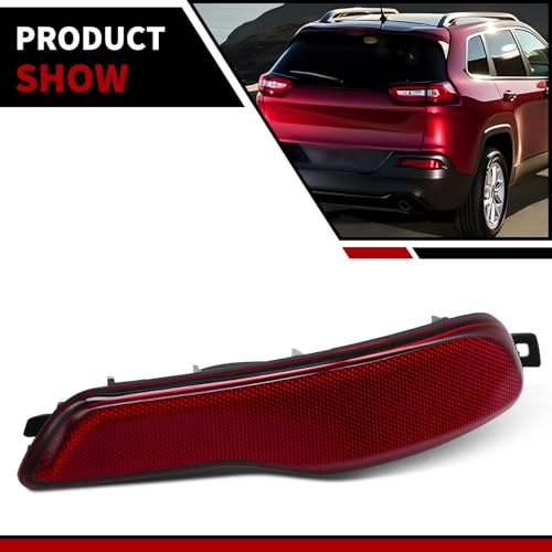 Image of Nakkaa Right Rear Bumper Reflector 68105144AC Compatible with Cherokee 2014 2015 2016 2017 2018 Passenger Side