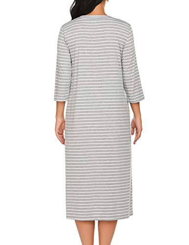 Ekouaer Women Zipper Robe Half Sleeve Loungewear Full Length Nightgown Duster Housecoat With Pockets S-Xxl #TOP3