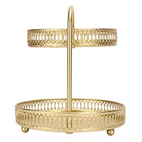 Brrnoo Soportista de Frutas, Canasta de Frutas Oro Elegante Gran Capacidad Decorativa de Cupcake de Múltiples Usos de 2 Nivel