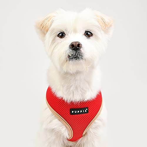 Puppia Soft Dog Harness Ii Mesh Over-The-Head All Season No Pull No Choke Walking Training Adjustable For Small & Medium Dog - Red - L #TOP4