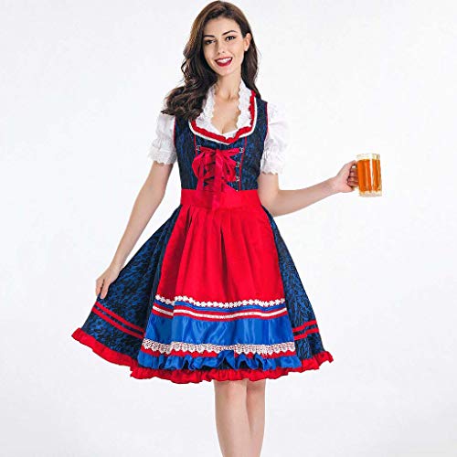 ZZFF Mujeres Oktoberfest Traje,señorita Cerveza Chica Nena Bávaro Dirndl Vestido,Uniforme De Halloween,Vestido De Fiesta Traje Delantal,más-tamaño A M