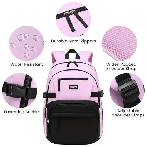Image of WINDARS Backpack for School Girls, Cute High School Backpacks for Teens Women Student Large Bookbag 15.6 Inch Laptop Bag with USB Charger Port for College Work Travel Trip (Black Purple)