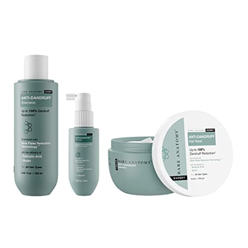 Image of Bare Anatomy Anti Dandruff Shampoo + Hair Mask + Toner Kit | Reduces Dandruff Upto 100% | Salicylic Acid, Aloe Vera & Tea Tree Extracts | Paraben & Sulphate Free | Women & Men | 250ml + 250g + 50ml