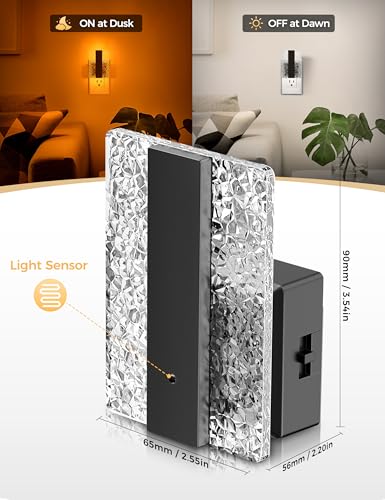 Image of DORESshop LED Night Lights Plug Into Wall [2 Packs], Decorative Night Light with Dusk-to-Dawn Sensor, Dimmable Nightlights, Adjustable Brightness Night-Lights for Bathroom, Hallway, Bedroom,Amber