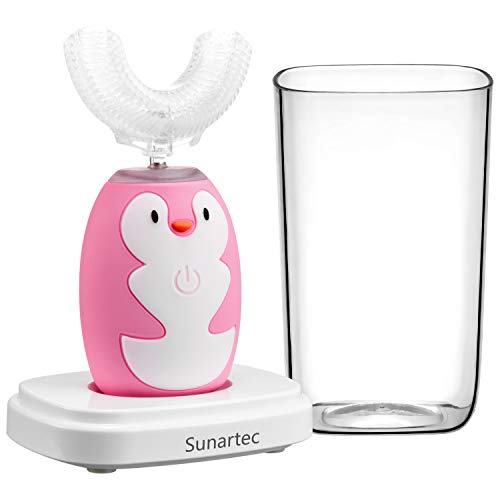 Sunartec Ultrasonic Electric 360 Toothbrush for Kids Teeth Whitening Kits with Voice Prompt, 3 Modes Gums Care Sonic Toothbrushes for Children's Gifts (2 Brushes in 2-14)