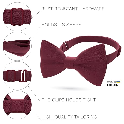 Bow Tie House Linen Men's Classic Pre-Tied Bow Tie Formal Solid Tuxedo2