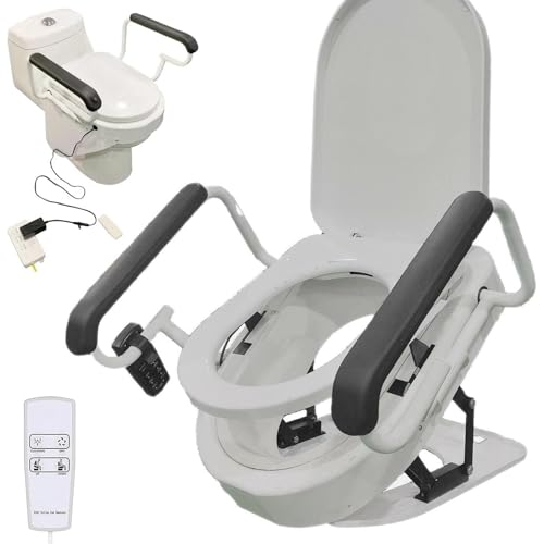 Asiento eléctrico elevador para inodoro, asiento ajustable con mango, asiento elevado inclinable con función de secado y capacidad de peso 330 lbs miniatura 1