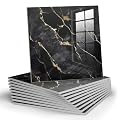 Chejiaye 22pcs Marble Peel and Stick Backsplash Waterproof Washroom Wall Panels, Peel and Stick Tile, PVC Foam Wall Panels for Kitchen,Bathroom,Living Room,Black Gold(Not Real Tile,11.8" x 11.8")