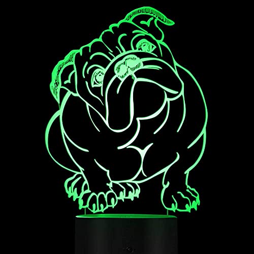 Lampada da notte 3D Bulldog francese Illusion 7 Interruttore tattile che cambia colore Lampade da tavolo Decorazione da tavolo Base in ABS piatto in acrilico Giocattolo cavo USB USB