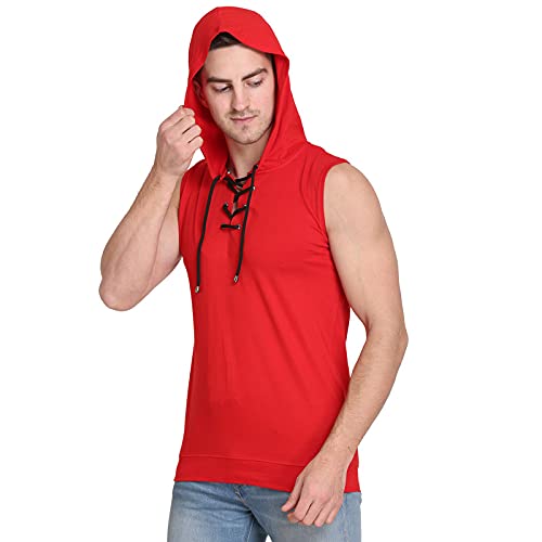 Image of Solid Men Hooded Neck Grey T-Shirt