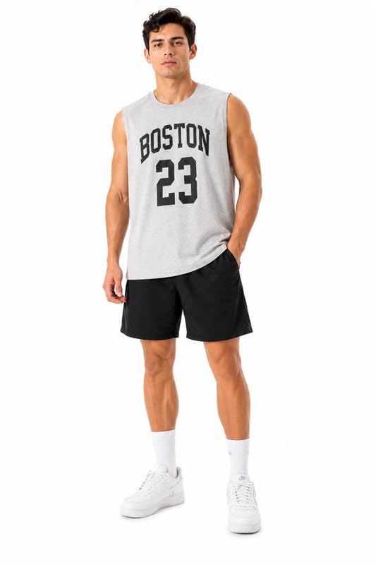 Image of O3e Boston 23 Men Sleeveless Gym Vest Tank Top | Cotton Blend Sports T-Shirt for Workout Running Training, Gym & Casual | Breathable Regular Fit Athletic Muscle Tee