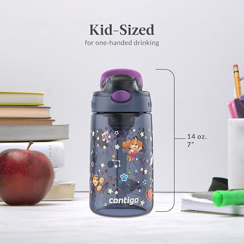 Image of Contigo Aubrey Paw Patrol Leak-Proof Spill-Proof Water Bottle with Autospout, 14oz, Paw Patrol Space Zodiac, Purple