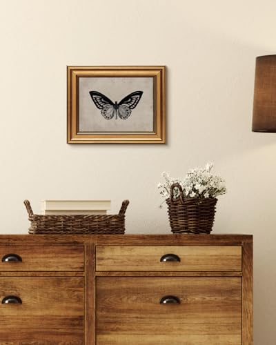 Image of VIYYIEA Vintage Gold Framed Wall Art for Living Room, Black Butterfly Canvas Prints Home Decor, Halloween Gothic Painting Picture, Bedroom Wall Decor Gifts for Friends or Family -(10L x 8W)