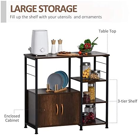 HOMCOM Industrial Storage Shelf Kitchen Cupboard Sideboard Metal Frame End Desk with Cabinet & Rack for Dining Room, Living Room