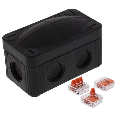 Image of TEW Wiska Combi 206 BK Polypropylene 85 x 49 x 51mm Enclosure Black IP66 3×3 Pole Wago Connectors – 10109900