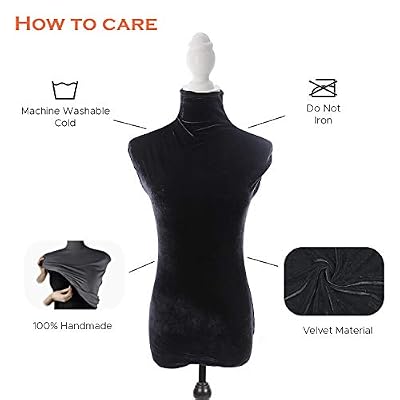 NAVAdeal Black Superb Velvet Mannequin Fabric Cover,100% Handmade Soft Stretchy, for Fashion Designer Retail Boutique Store Dressmaker Form Dummy Model Display Fitting Styling, Mannequin NOT Included