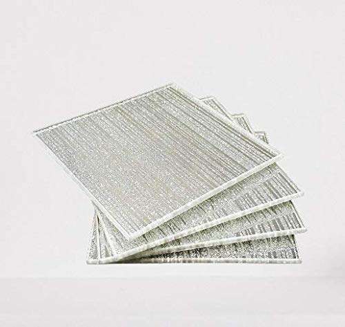 4 x SILVER SPARKLE GILITTER GLASS COSTERS
