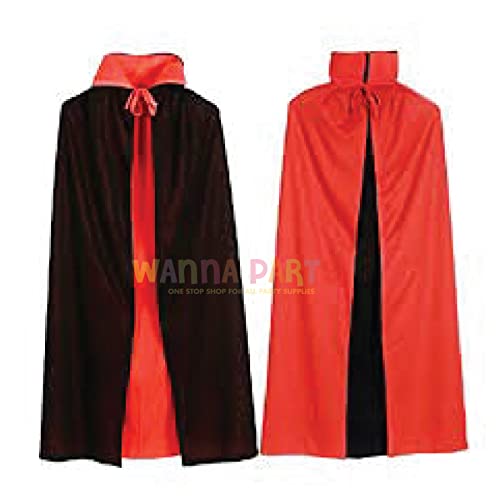 Image of Wanna Party Halloween Kids Vampire Reversible Cape, Devil Cloak for Wizard and Witch Costume, Costume Accessories for Dress Up, Cosplay, Halloween Parties, Trick or Treat, Themed Roleplay Outfit