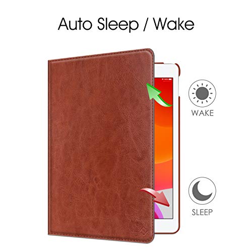 Image of Fintie Rotating Case for iPad 9th Generation (2021) / 8th Generation (2020) / 7th Gen (2019) 10.2 Inch - 360 Degree Rotating Stand Cover with Pencil Holder, Auto Wake Sleep, Brown