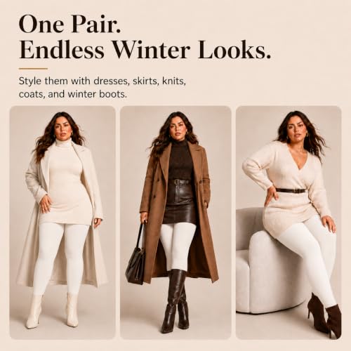 Image of DancMolly Plus Size Fleece Lined Tights Winter Warm Womens Tights, High Waisted Opaque Pantyhose