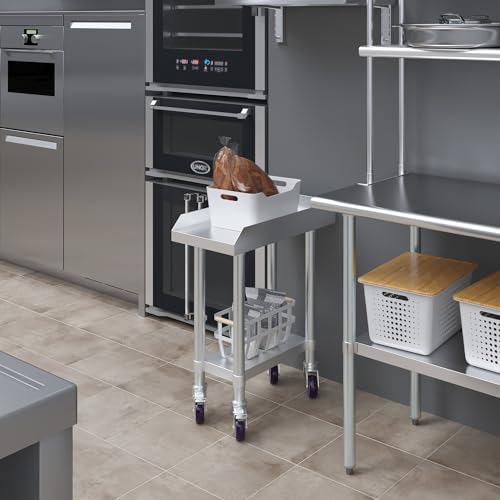 Image of AmGood Stainless Steel Equipment Stand with Undershelf + Casters, Heavy Duty, Commercial Grade, NSF Certified (24 inch Width x 12 inch Length + Casters)