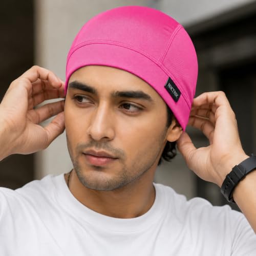 Image of Unisex Helmet Skull Cap for Bikers & Cyclists, Polyester Head Cap, Hair Inner Helmet Cap for Men, Sweat Cooling Beanie Cap, Skull Mask for Summer, Bike Accessories