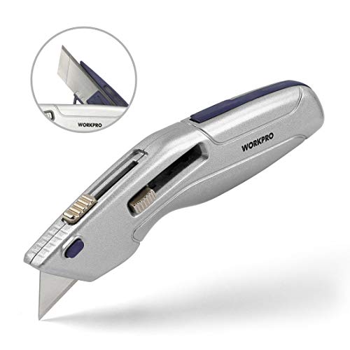 WORKPRO Retractable Utility Knife and Self-retracting Safety Box Cutter 2-in-1 with 3 Extra