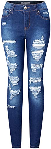 BodiLove Women's High Waist Rise 5 Pockets Skinny Comfy Jeans Zip Button Closure 9cfc Denim Medium 3