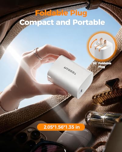 Image of TESSAN 65W USB C Charger Block Fast Charging, Type C Wall Charger Adapter | GaN Phone Charging Cube Foldable Plug for iPhone 17 /16, Samsung S24 /S25, Laptop and More, Compact for Travel, Home & Office