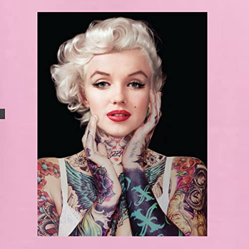 Wild Bobby Marilyn Monroe Tattoos Black Pop Culture Unisex Crewneck Graphic Sweatshirt, Light Pink, Medium #TOP1