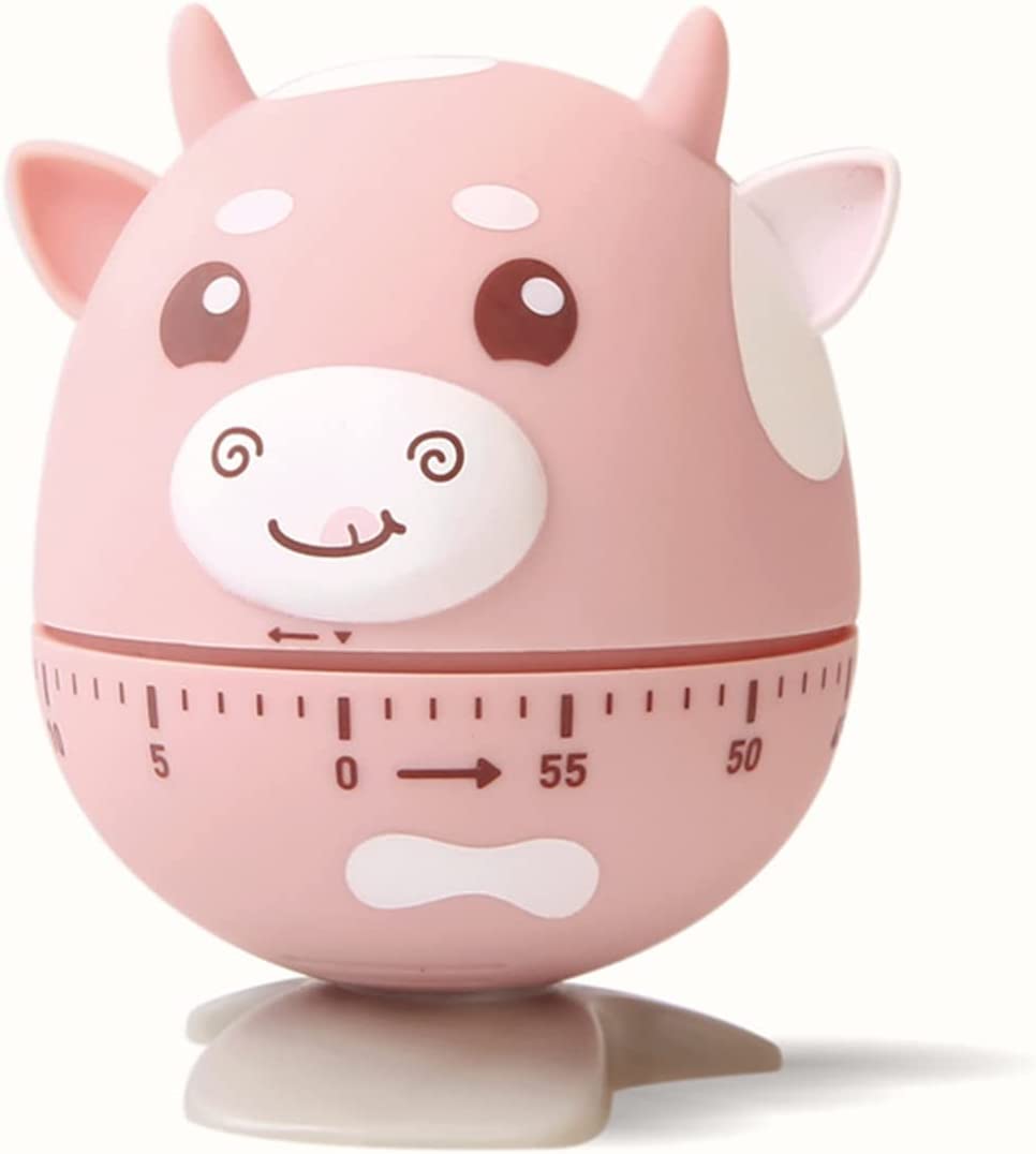 Timer da cucina creativo, Imposta da 0 a 60 minuti, timer for bovini con simpatici cartoni animati(Pink)