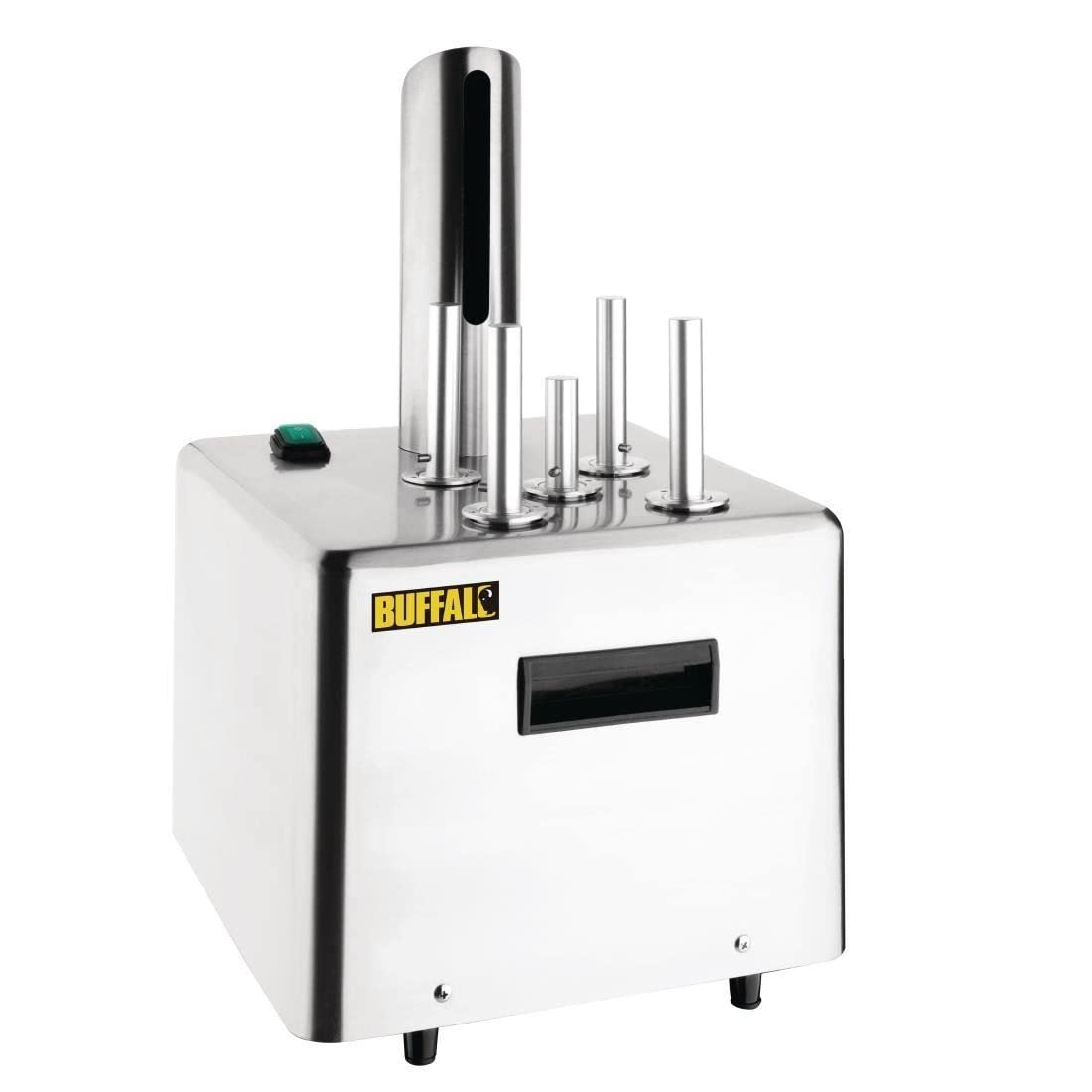 Buffalo Polisseur à Verres Professionnel 1200-1500W, Acier Inoxydable, 5 brosses rotatives, Aucun Liquide requis, Usage Professionnel et Domestique, FA118