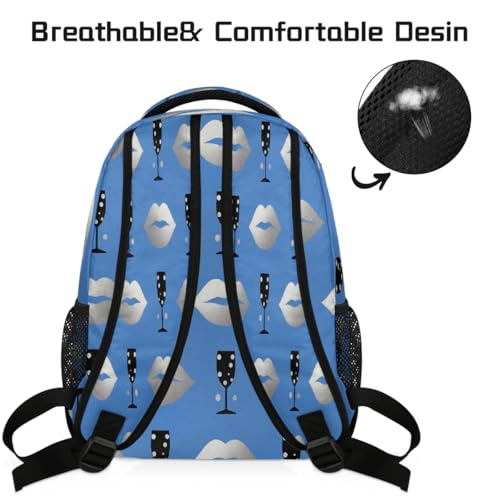 Mochila de viaje juvenil azul champán para campus y escapadas 4