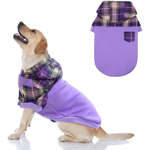 K9meme Plaid Dog Hoodie with Leash Hole Cover