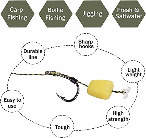 25pcs Carp Fishing Hair Rigs Boilie Rig Braided Thread Leader Line Barb Hooks with Bait Stoppers Hair Extender and Bait Needle Swinger Driller Tools Kit Carp Fishing Terminal Tackle by Leejooy - Image 3