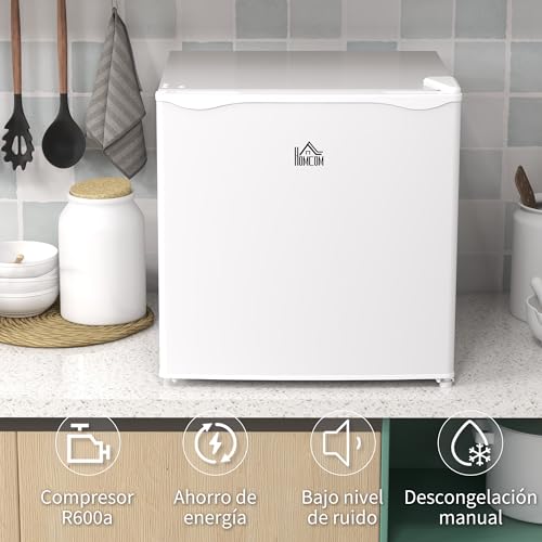 HOMCOM Congelador Vertical 35 L Congelador Pequeño Silencioso con Puerta Reversible Temperatura Ajustable y Estante Extraíble para Casa Oficina Blanco - imagen 8